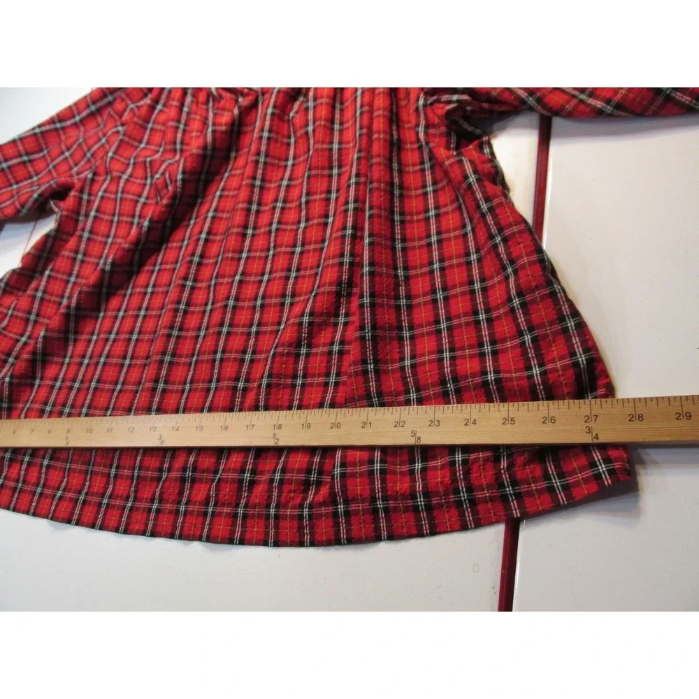 Old Navy Women XL Red Plaid Peasant Top Puff Sleeve Smocked Modal Blouse